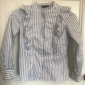Striped ruffled dress shirt